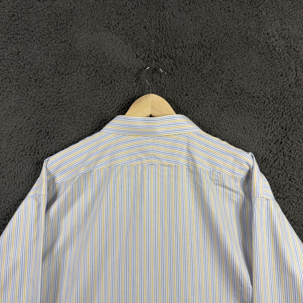 Brooks Brothers Shirt Mens 20 36 Blue Yellow Stripe Button Up Long Sleeve Preppy - Picture 7 of 10